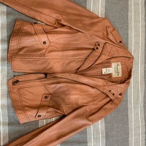 Camel, Faux-Leather Jacket